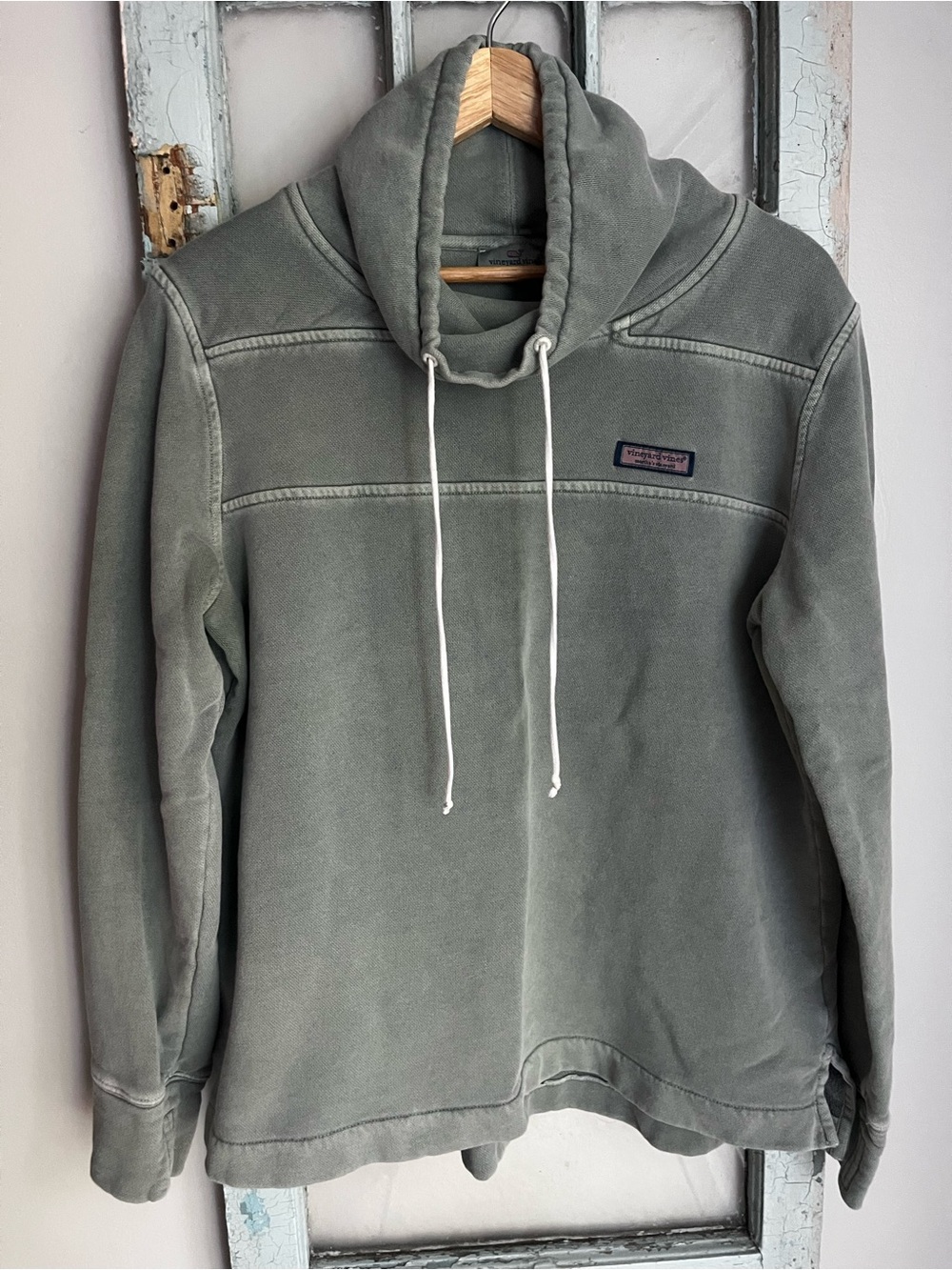 Women’s Olive Green Funnel Neck Pullover Hoodie